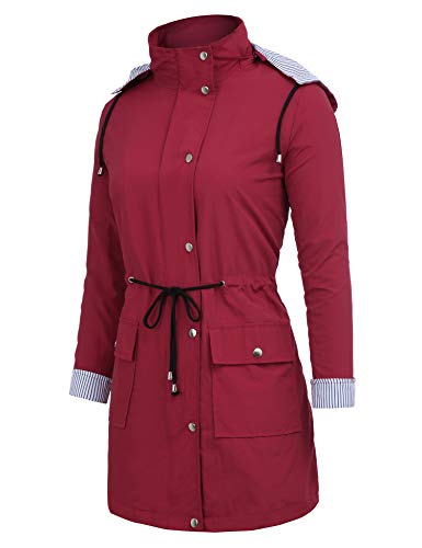 FISOUL Windbreaker Raincoats Waterproof Lightweight Rain Jacket Outdoor Hooded Women's Trench Coats S-XXL