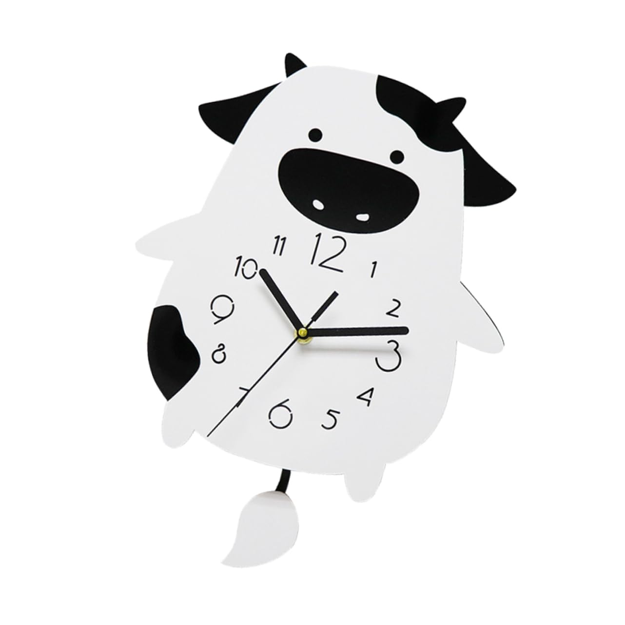 Horloge murale décorative silencieuse acrylique vache blanche grand nombre