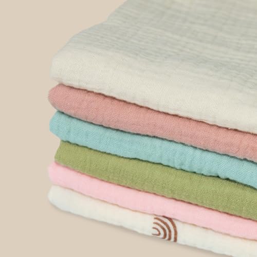 Image of Baby Muslin Washcloths 11x11 inch Soft and Absorbent Cotton Face Towels for Baby Boys&Girls 6 Pack