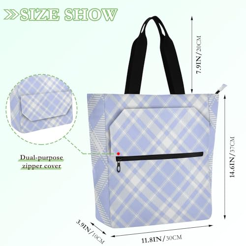 Bolsa de libros azul con ajedrez minimalista para escuela y compras 4