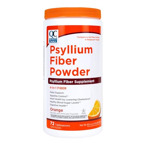 Quality Choice Psyllium Fiber Powder Original Formula 72 Doses for Daily Digestive System Support. Promotes Regularity with Gentle Soluble Fiber in Convenient Powder Formula