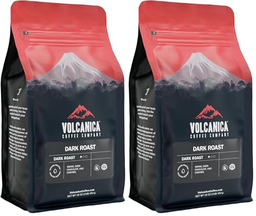 Image of Volcanica Coffee, Dark Roast Coffee, Whole Bean, Fresh Roasted, 16-ounce (Pack of 2)