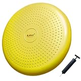 AppleRound Air Stability Wobble Cushion with Pump, Yellow, 35cm/14in Diameter, Balance Disc