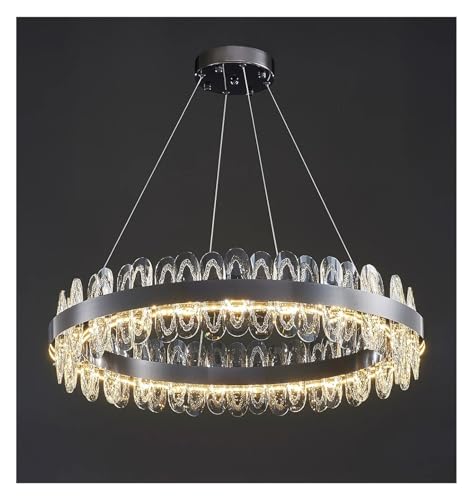 ZJKXY Lámpara de Cristal Moderna Compatible con Sala de Estar, decoración del hogar de Lujo, iluminación LED, lámpara Colgante, lámpara de Techo Redonda for Interiores,Luz Colgante