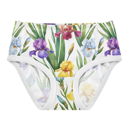 Colorful Girls Underwear Toddler 2t Cotton Panties for Girl Colorful Irises Green Leaves Briefs Kids Undies