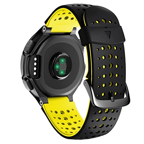 Bracelet rechange silicone pour montre Garmin Forerunner 735XT noir jaune
