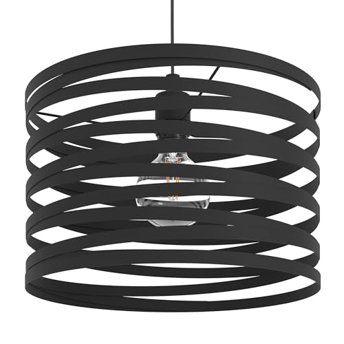 Lámpara de salón negra Eglo Cremella colgante de techo vintage industrial E27 37cm 5