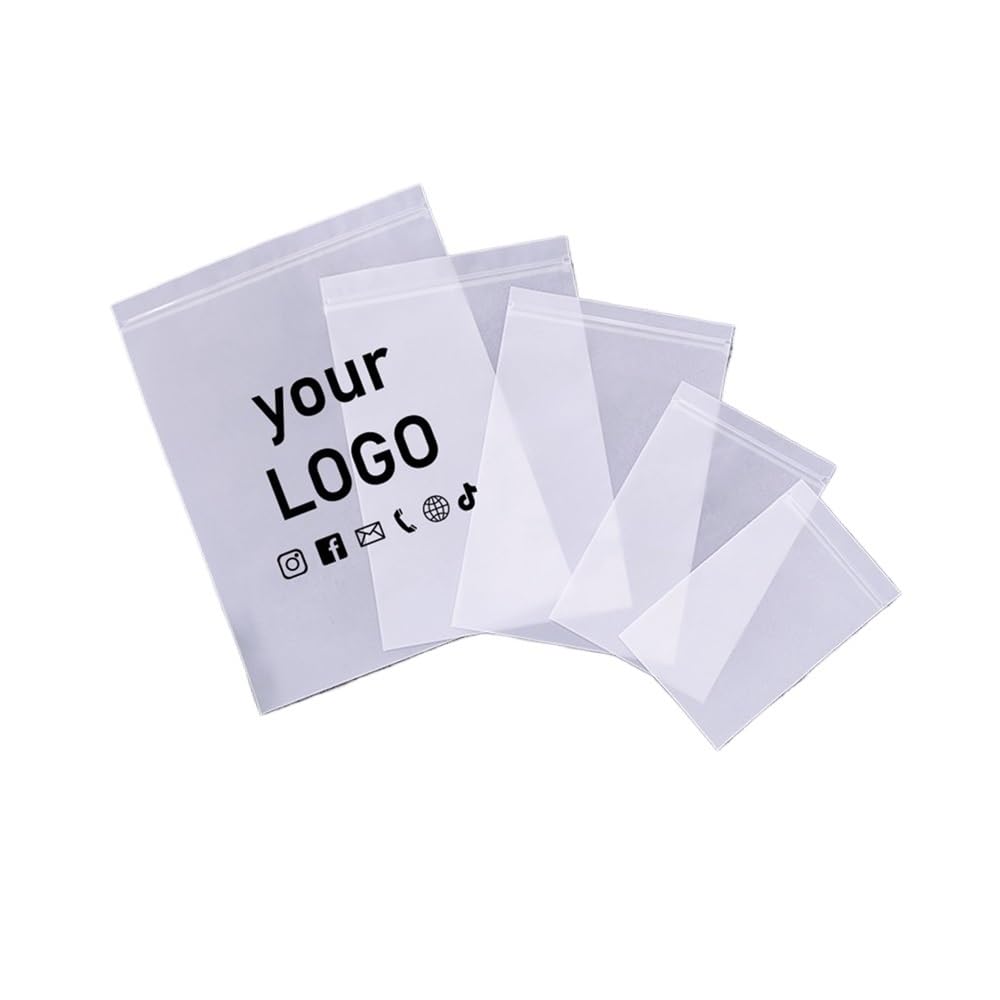 50 Frosted Plastic Zipper Bags Can Reseal Storage Bags For Food, Clothing, And Storage. Zipper Bags Can Be Customizedwithlogos(Blank bag 50Pcs,9x13cm)
