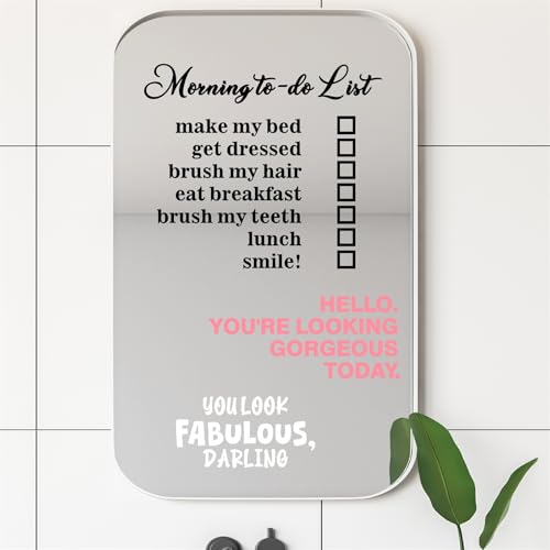 Image of Inspirational Mirror Stickers Positive Affirmation Decals for Glass Motivational Vinyl Letters Phrases for Glass Laptop Car Morning to-do List Clings Mirror Decorations