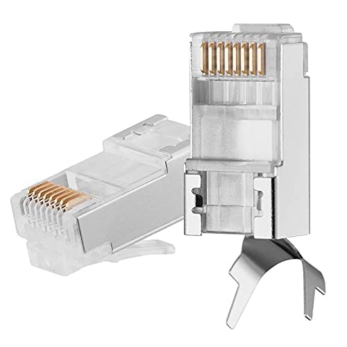 FEDUS Rj45 Cat7 & Cat6A Crimping Connectors Rj45 8P8C Modular Plug 50U Nickel Plated 3 Prong Shielded FTP/STP External Ground for 23 Awg 0.573Mm Network Cable for Modem, Pc, Tv (PACK OF 10) (B0BXSYZKCT) Amazon Price History, Amazon Price Tracker