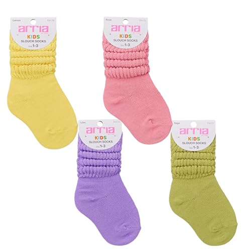 ARRIA Kids Slouch Socks – Soft Breathable Cotton Unisex Cozy Crew Fit, Trendy Slouch Style, Durable Design Fun Vibrant Colors