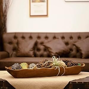 Wood Dough Bowl, Hand Carved Rustic Large Wooden Dough Bowls for Decor Farmhouse Long Decorative Wooden Bowls for Table Centerpiece Coffee Table Home Kitchen Decor(Brown-33.25"- Length) Wood Dough Bowl Hand Carved Rustic Large Wooden Dough Bowls for Decor Farmhouse Long Decorative Wooden Bowls for Table Centerpiece Coffee Table Home Kitchen DecorBrown 3325 Length