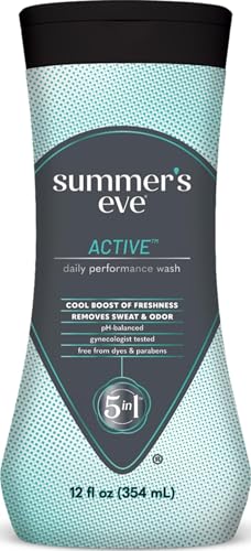 Image of Summer's Eve Active Daily Performance Feminine Wash, pH-Balanced Body Wash for Women, Removes Vaginal Odor with Scents of Eucalyptus & Peppermint, 12 Fl Oz