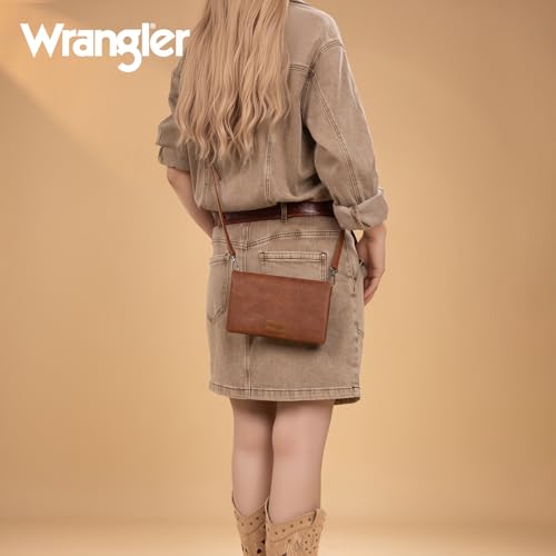 Image of Wrangler Wristlet Wallets for women Crossbody Wallet Small Purse RFID Blocking Bifold Clutch Credit Card Holder Purse with Crossbody Strap