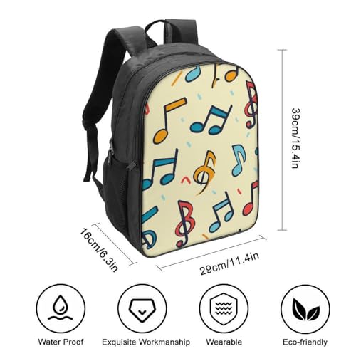 Mochila para niños ergonómica con protector de lluvia y relieve de notas musicales 2