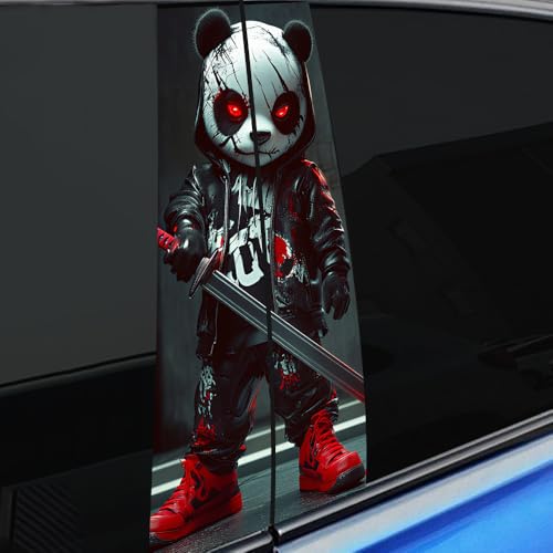 Image of Halloween Cars Body Horror Sticker, Classic Horror Movie Characters Peeking Decal Michae Waterproof Scary Vinyl Stickers for Bumper Car Decals 11in*18.89in (Fierce Panda Killer)