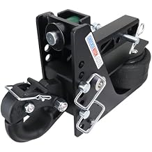 Shocker Max Black Air Ride Pintle Hitch Fits 2" Hitch, 3" to 7" Drop - 14,000 lbs