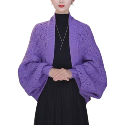 Women's Fashion Hollow out Knitted Shawl Coat Cover-Up for Spring/Fall, Lightweight Open Front Cardigan