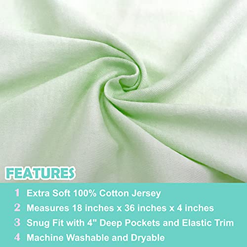Image of TL Care Printed 100% Natural Cotton Jersey Knit 18 x 36 Cradle /Bassinet Sheet - Fitted, Celery, Soft Breathable, for Boys and Girls