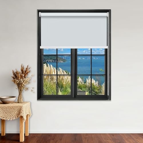 Estores Enrollables Opacos 130 x 300 cm Protección Solar Estor para Ventanas de Interior Gran Variedad Medidas y Colores Disponibles para Puertas y Ventanas con Cadena, Blanco