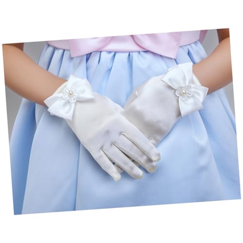 Lace Flower Girl Gloves Bowknot Short Wrist White Lace Gloves for Weddings Elegant Accessories for Girls Special Occasions4