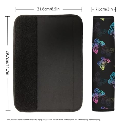 Image of AFPANQZ Colorful Butterfly Print Car Seat Belt Pads Cover Seatbelt Shoulder Strap Cushion Harnss Pads Comfortable Driving Universal Fit Truck Vans Sedans SUVs