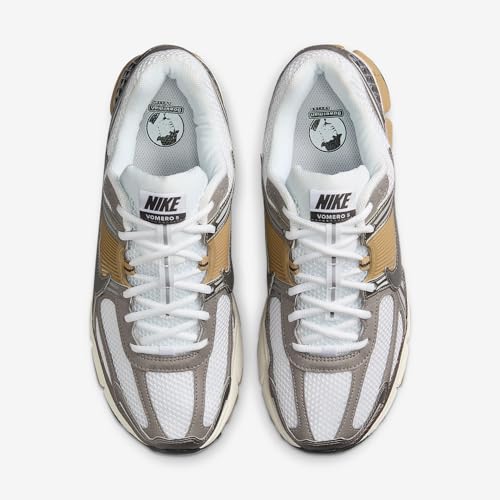 Image of Nike Zoom Vomero 5 Men's Shoes (Metallic Pewter /Parachute Beige /White /Medium Ash) Size 6