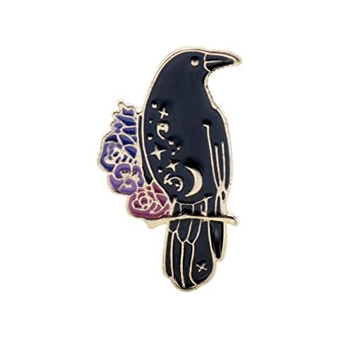 Bird Branch Design Brooch Pin, Black Crow Enamel Shirt Lapel Bag Coat Badges Clip Jewelry Accessories Cover