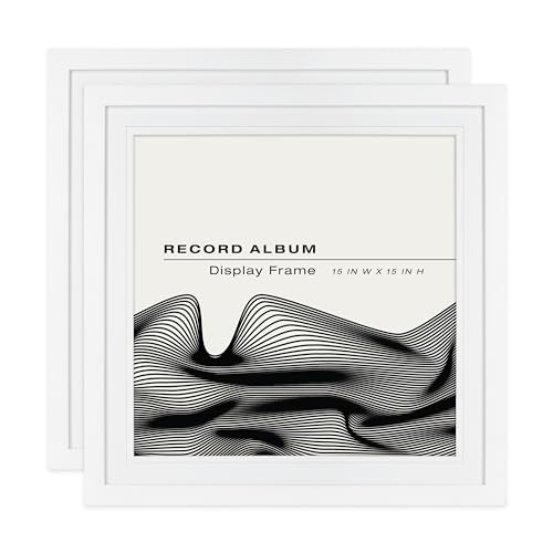 MCS Single Matte Record Album Frame, 15x15 Record Frame, White to Display One LP Vinyl Record Jacket (2-Pack)
