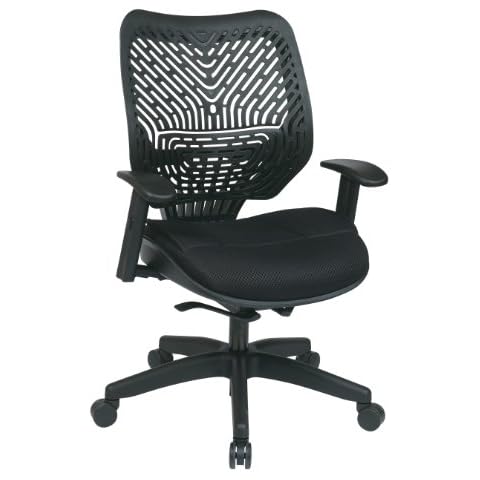 SPACE Seating REVV Self Adjusting SpaceFlex Raven Backrest Support and Padded Raven Mesh Seat with Adjustable Arms and Nylon Finish Base Managers Chair Cover
