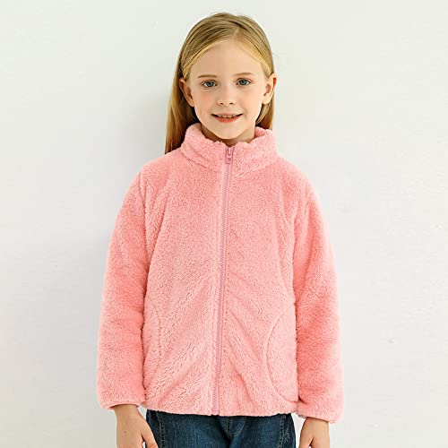 Toddler Boys Girls Long Sleeve Winter Solid Zippered Coat Jacket Thicken Warm Outwear Girls (Pink, 11-12 Years)3