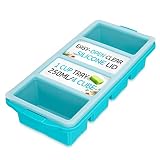 XOMOO Silicone Freezer Tray With Lid - Soup Freezer Container molds - Large Ice Cube Tray- makes 4 p