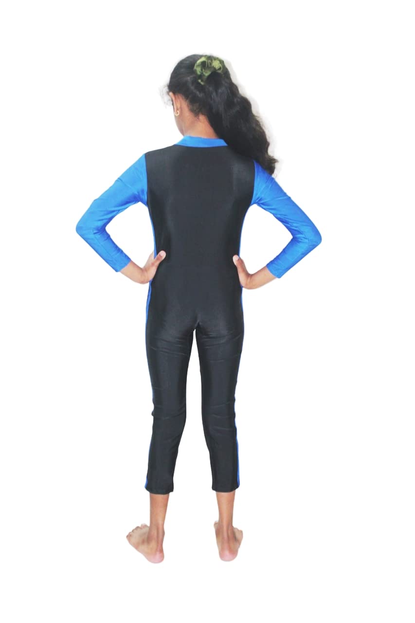 Aqua Holic Girl's Poly Spandex Multipurpose Wear for Swimming, Skating,Diving, Cycling, Aerobics & Sports (8-9, Blue) 1