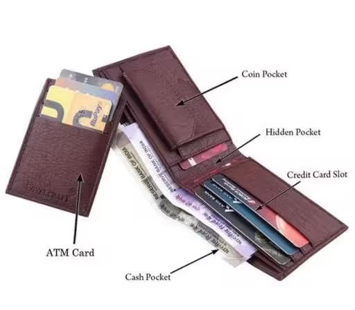 Image of Men's Leather Wallet Bifold Slim Design with Multiple Card Slots, Cash Compartment and Compact Pocket Friendly Wallet for Everyday Use (Maroon)