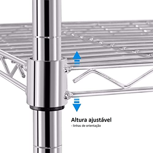 Estante aço cromado 5 prateleiras 75 x 35 x 155 cm - Duratec