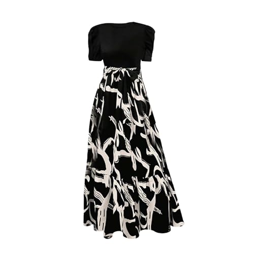 Vestido largo para mujer, vestido camisero de manga corta con volantes, estilo casual, color azul, con bolsillos, gris oscuro, L
