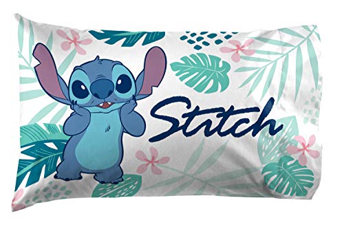 Jay Franco Disney Lilo & Stitch Misty Palm 1 Pack Pillowcase - Double-Sided Kids Super Soft Bedding (Official Disney Product)