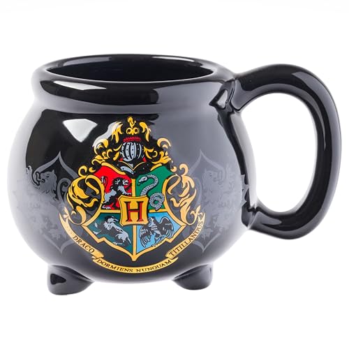 Image of Silver Buffalo HP9895B Warner Bros Harry Potter Hogwarts Cauldron 3D Sculpted Ceramic Mug, 20-Ounces | Warner Bros., 0.6 Liters, Black, 3D Sculpted Cauldron Shape