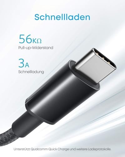 Anker USB-C/USB-A Cable [Pack of 2] 1.8 m Nylon Type C Charging Cable for Samsung Galaxy S10 S9 S8 Plus, Note 9 8, LG G5 G6 V20, HTC 10 U11, Huawei Honor, P20 Lite P10 P9, Mate9 10 etc (Black) | Für iPhone 17 Pro Max/16/15 Serie, Samsung Galaxy S24/S25, MacBook Pro/Air und iPad Pro/Air - View 5