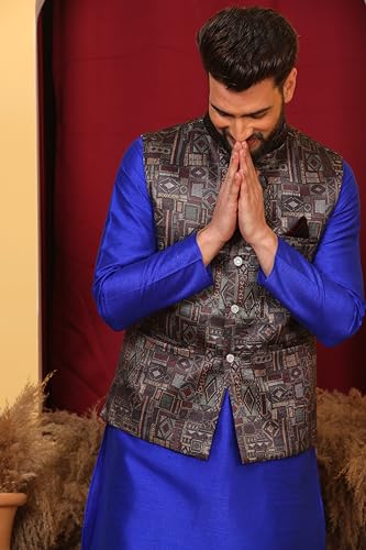 Image of Kurta With Churidar & Multicolor Nehru jacket Set