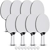 Junkin 8 Pieces Table Tennis Paddles Kit Professional Rackets Set Portable Composite Rubber Table Tennis Racquets with 8 Balls for Indoor and Outdoor(Gray)