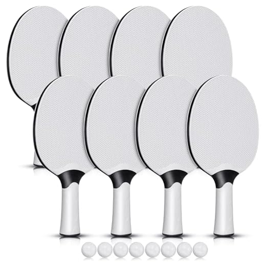 Junkin 8 Pieces Table Tennis Paddles Kit Professional Table Tennis Rackets Set Portable Composite Rubber Table Tennis Racquets with 8 Balls for Indoor and Outdoor Games, Gray