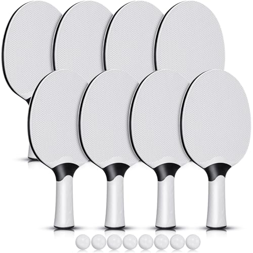 Junkin 8 Pieces Table Tennis Paddles Kit Professional Rackets Set Portable Composite Rubber Table Tennis Racquets with 8 Balls for Indoor and Outdoor(Gray) by Junkin - Used condition - US$31.32