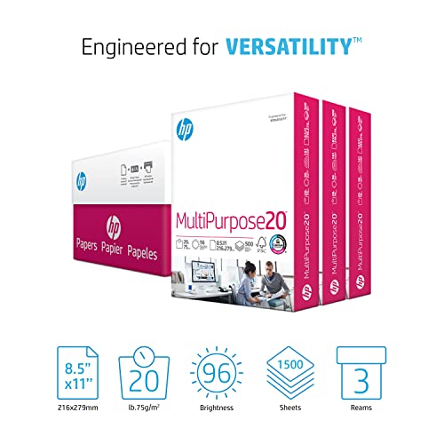 Hp Printer Paper | 8.5 X 11 Paper | Multipurpose 20 Lb | 3 Ream Case - 1500 Sheets | 96 Bright | Made In Usa - Fsc Certified | 112530C #TOP1