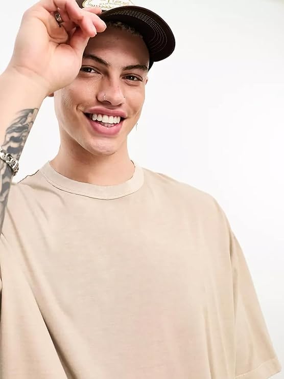 Image of CHKOKKO Oversized Tshirt for man Solid Classic Round Neck Loose Fit Half Sleeve Soft and Comfortable Casual Stylish wear for Summer