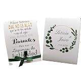 Lágrimas de Felicidad para Bodas con pañuelo de papel y diseño con ramas de eucalipto 50 unidades totalmente personalizado con nombres y fecha