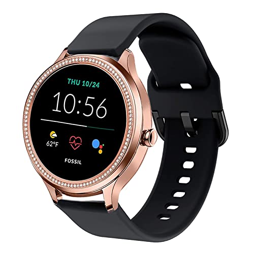 Bands Compatible with Fossil Women's Gen 5E 42mm Smart Watch, 18mm Quick Release Soft Silicone Fadeless Pattern Printed Floral Replacement Band for Fossil Q Venture Gen 4 HR/Gen 3, Leopard