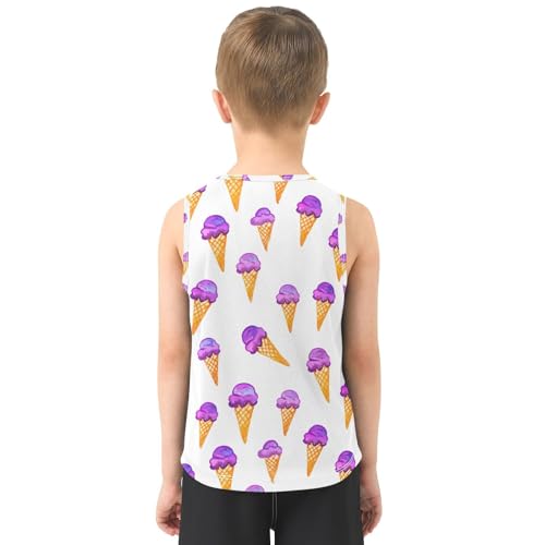 J JOYSAY Watercolor Ice Cream White Boys Tank Top Sleeveless Muscle Shirts Quick Dry Kids T-Shirts 3-15T3
