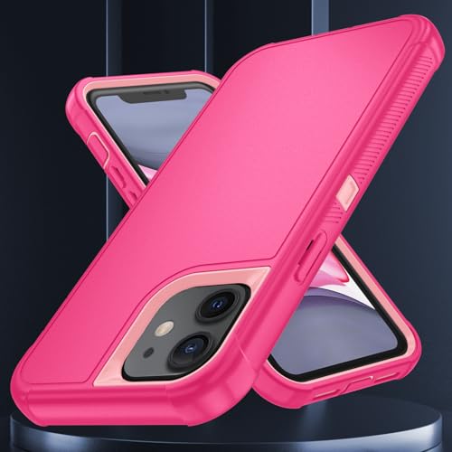 Image of SunStory Compatible with iPhone 11 Case with HD Screen Protector, 3-Layer Heavy Duty Full-Body Cover,3 in 1 Hybrid Protective Case for iPhone 11 6.1 inch,PinkRed
