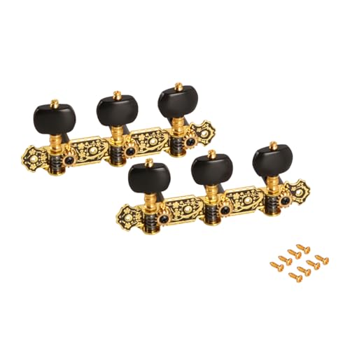 Laroal Clavijeros de Guitarra, Juego de 3 + 3 Clavijas de afinación, Clavijas de afinación para Guitarra clásica, Clavijas de afinación, afinador para Guitarra clásica, botón Negro